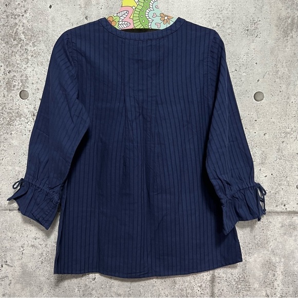 𝅺🆕 Hatley Camila 100% Organic Cotton Boho Stripe Down Embroidered Peasant Blouse - Picture 4 of 9